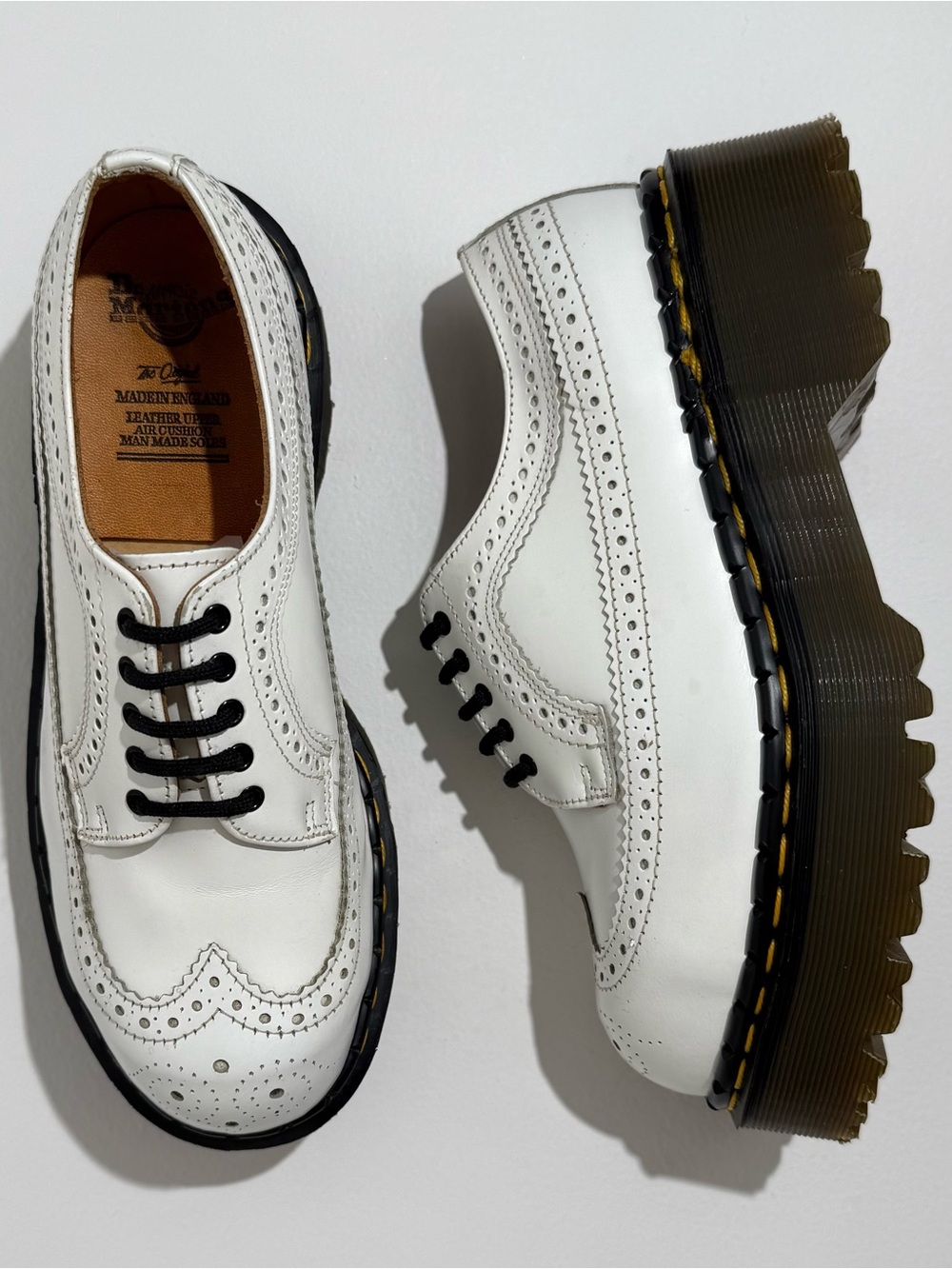 Vintage Dr. Martens Made in England Wingtip Steel Toe Platform Oxfords UK 6